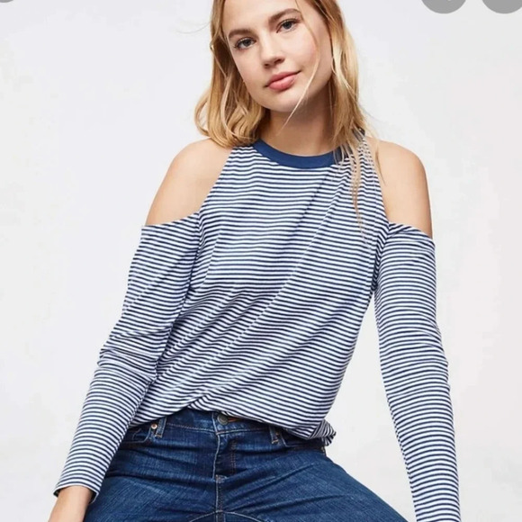 LOFT cold shoulder striped top size M - Picture 1 of 9